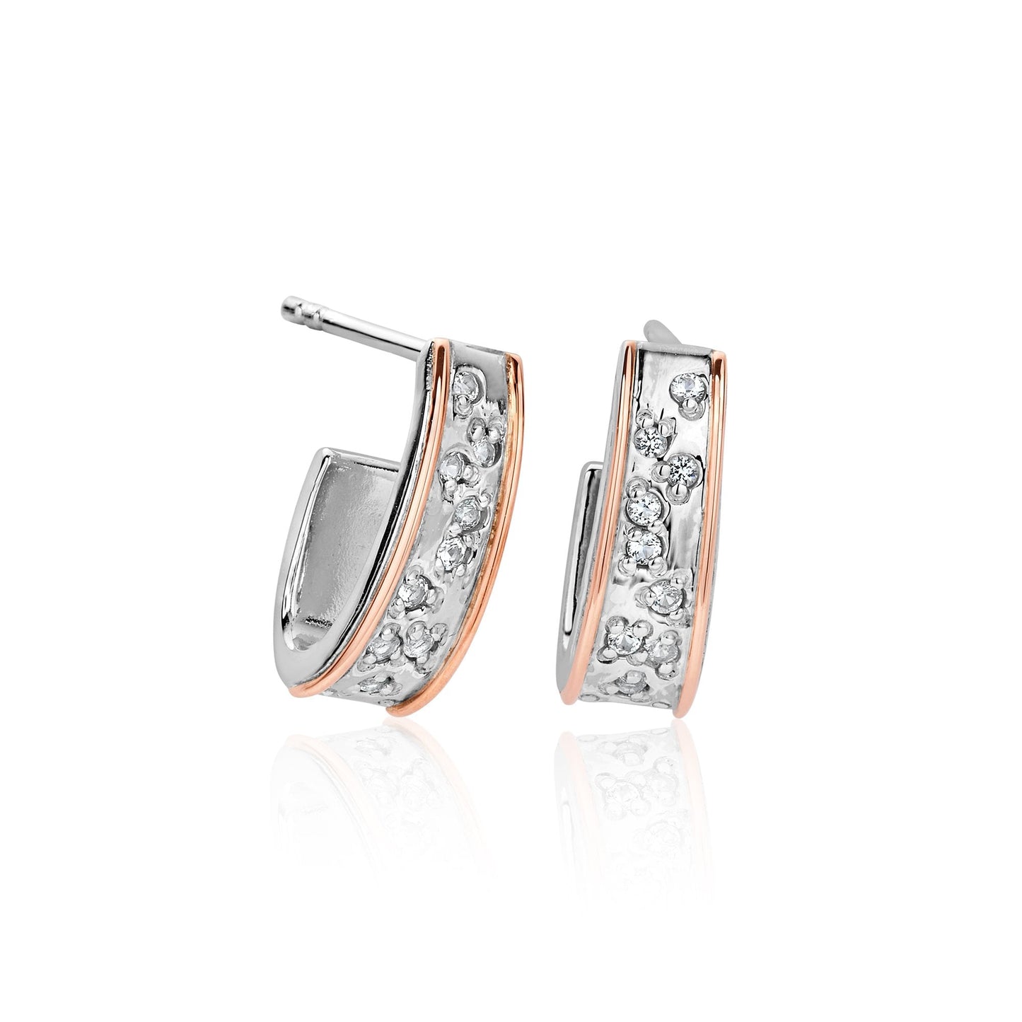 Ladies Silver & Gold Cariad Sparkle Half Hoop Earrings 3SCCBE01