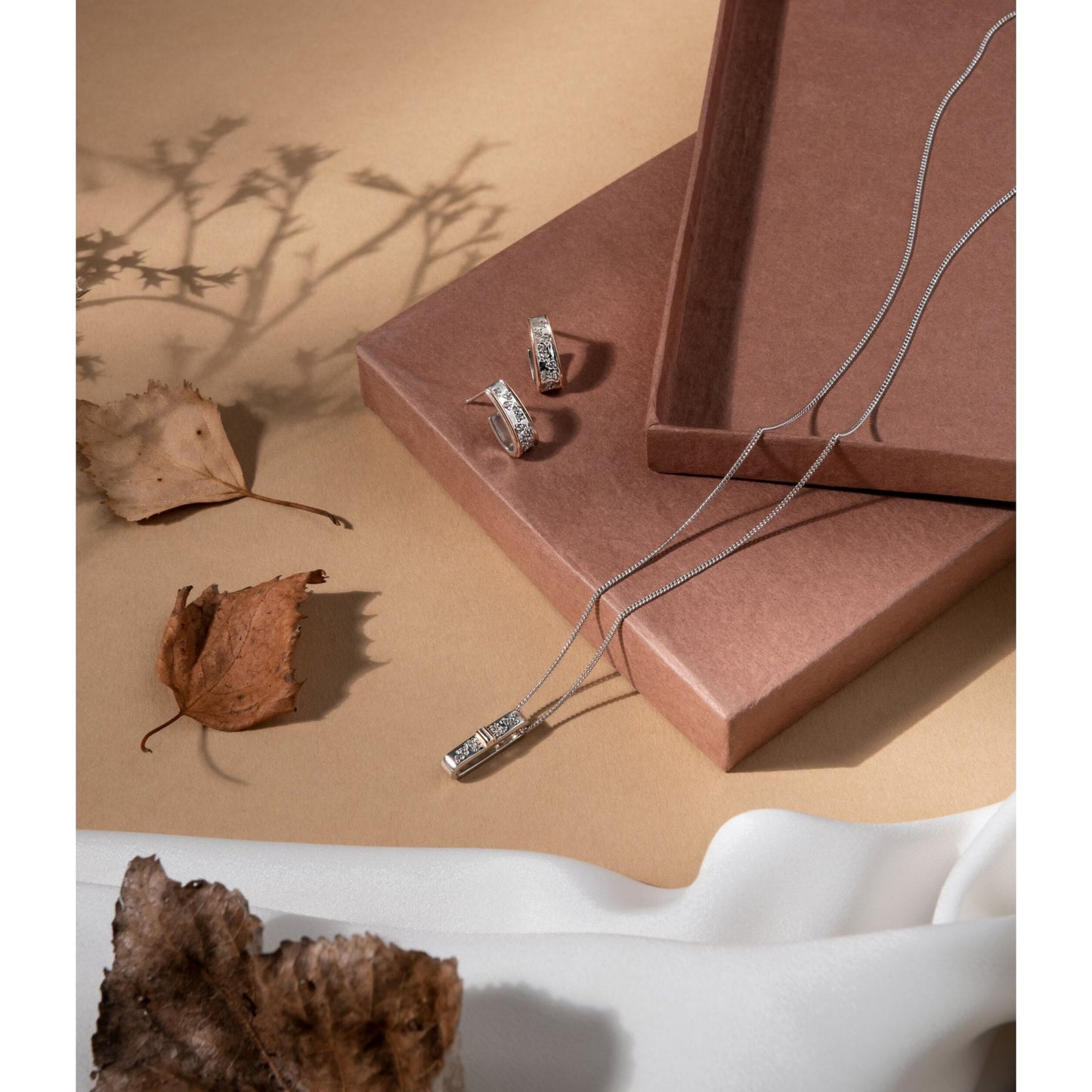 Ladies Silver & Gold Cariad Sparkle Half Hoop Earrings 3SCCBE01