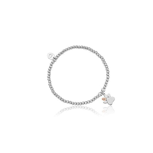 Ladies Silver & Gold Paw Print Stretch Bracelet 3SAFF0224
