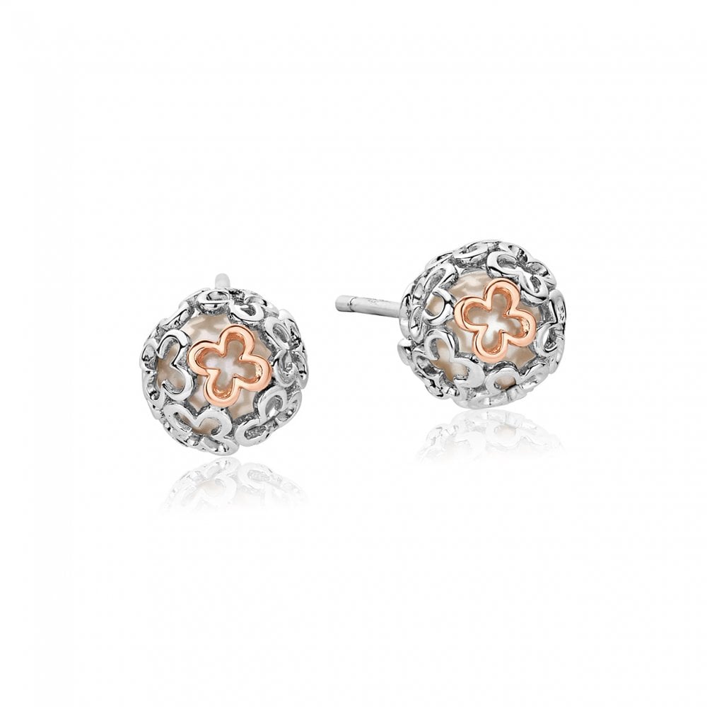 Silver and Gold Tudor Court Spherical Pearl Earrings 3STDC0334