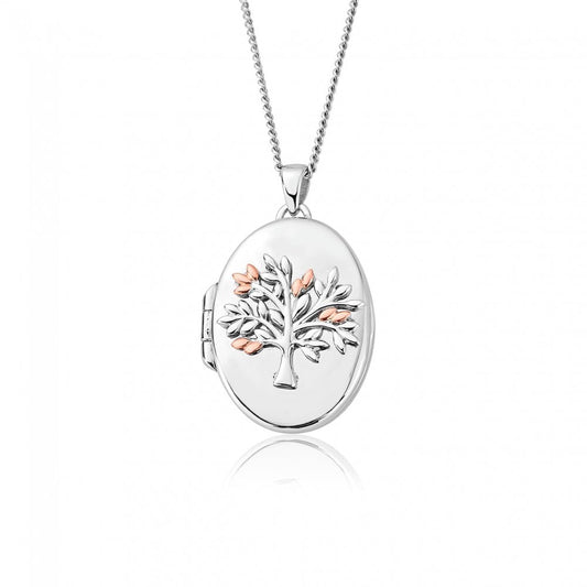 Ladies Silver Welsh Gold Tree Of Life Locket 3SNTLL