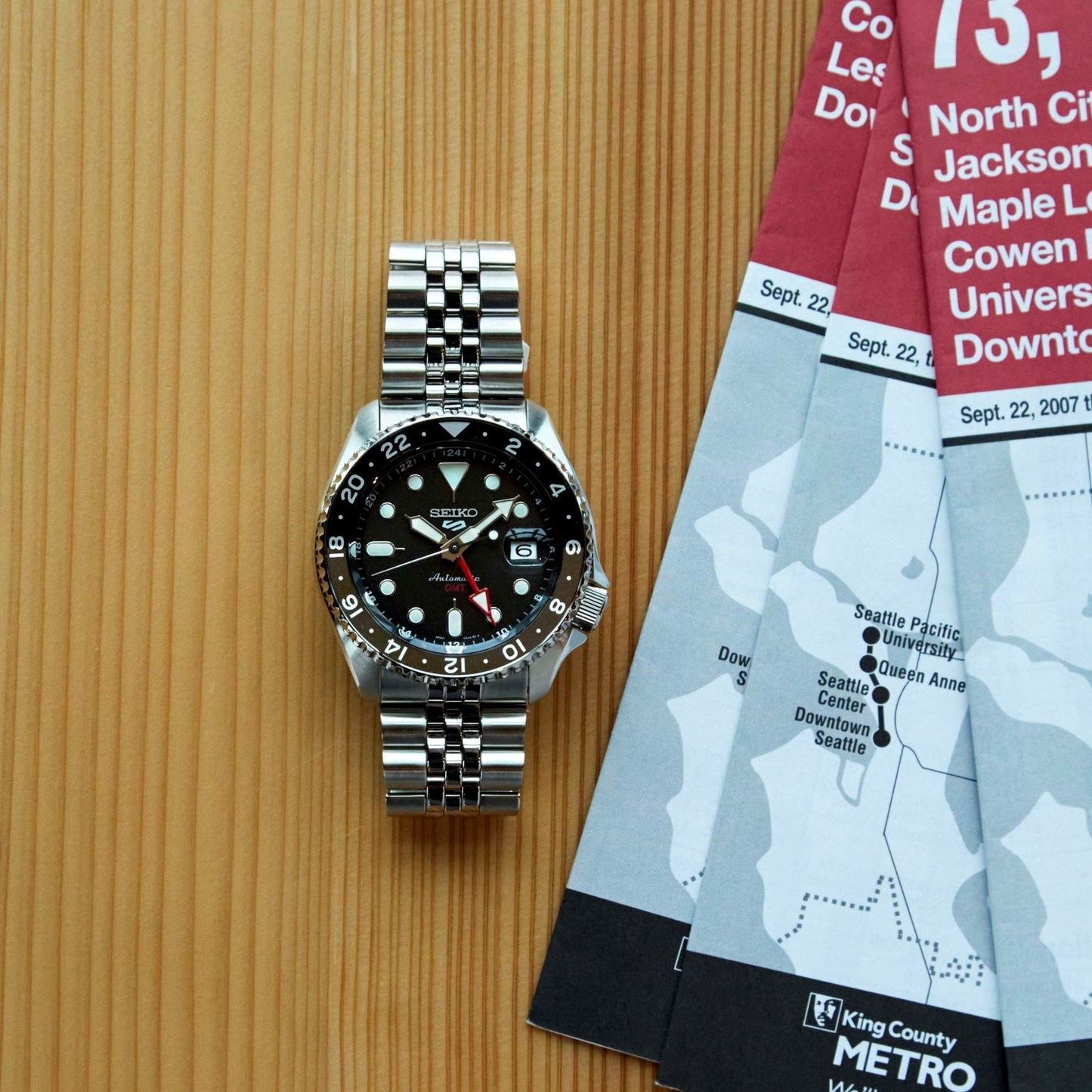 5 Sports Gents Steel Automatic GMT Watch Black Grape SSK001K1