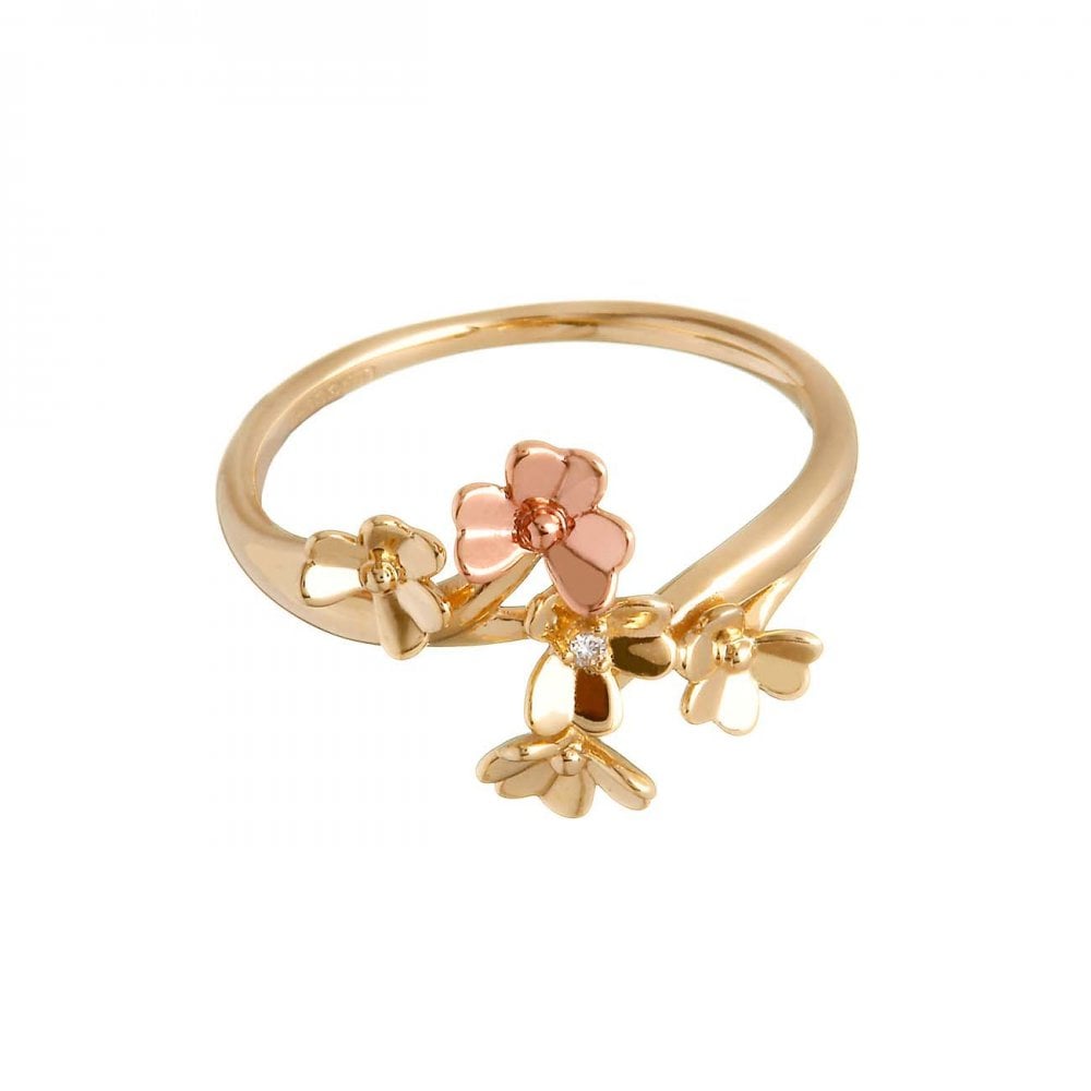 House Of Lor 9ct Gold Diamond Set Shamrock Ring SIZE P H-20080