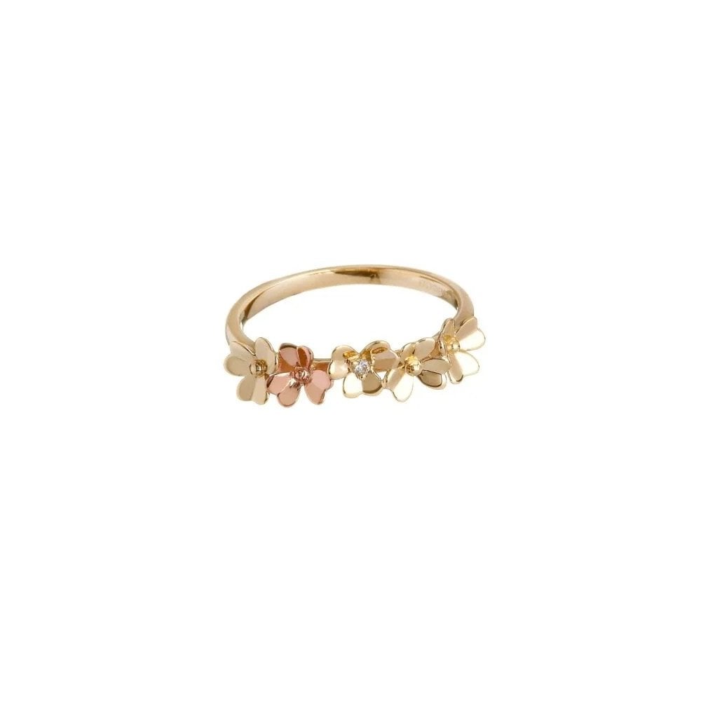 Ladies 9ct Gold Diamond Love Shamrock Dress Ring H-20078