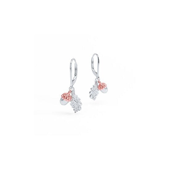 Ladies Silver & Welsh Gold Royal Oak Leaf Drop Earrings 3SROKDE