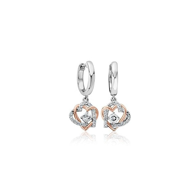 Ladies Silver & Gold Always In My Heart Topaz Earrings 3SAMH0094