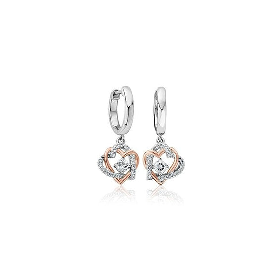 Ladies Silver & Gold Always In My Heart Topaz Earrings 3SAMH0094