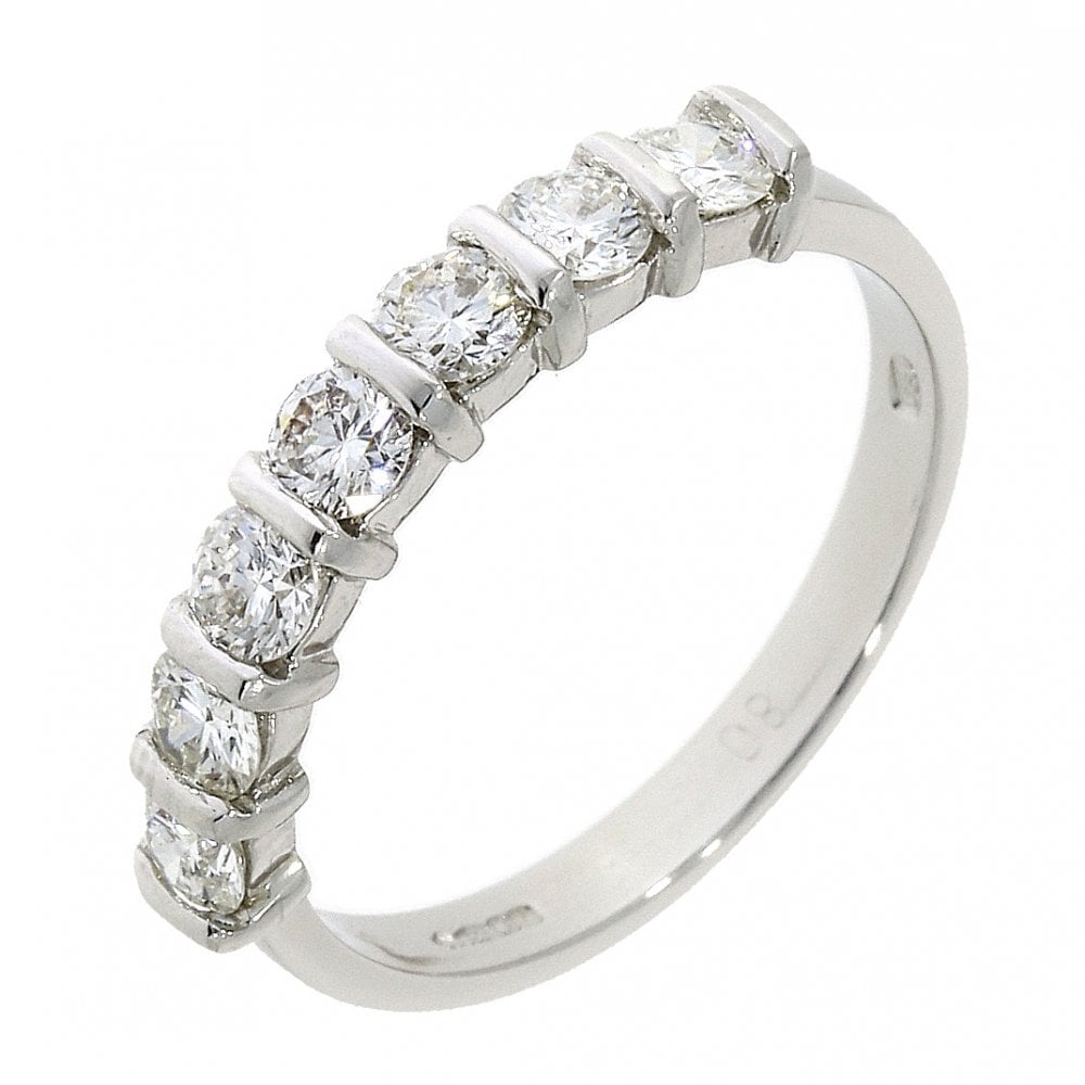 Ladies Platinum Diamond Bar Set Half Eternity Ring