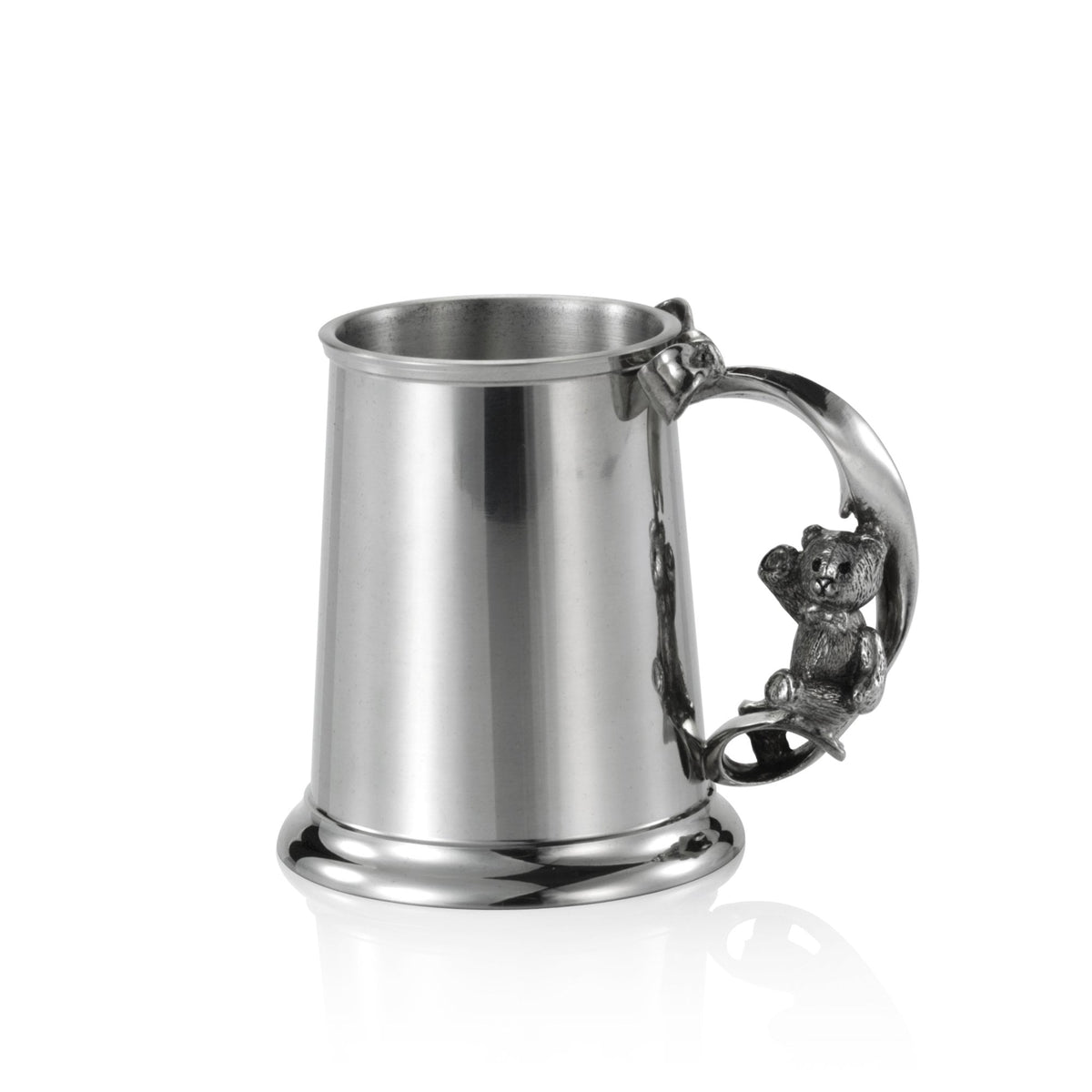 Childs Pewter Teddy Bear Mug in Wooden Box 0E0632