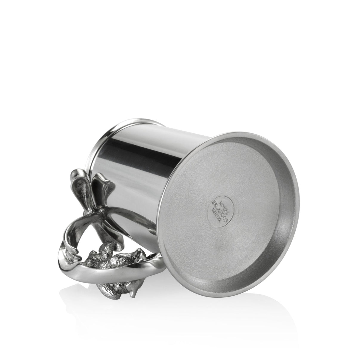 Childs Pewter Teddy Bear Mug in Wooden Box 0E0632