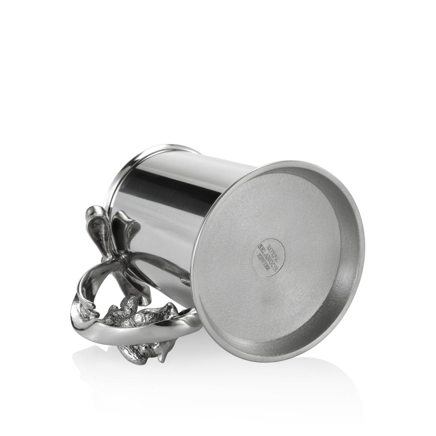 Childs Pewter Teddy Bear Mug in Wooden Box 0E0632