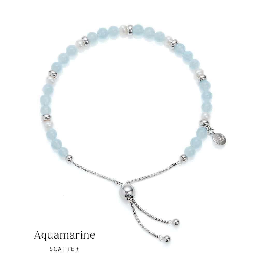 Sterling Silver Aquamarine & Pearl Sky Bracelet 1877854