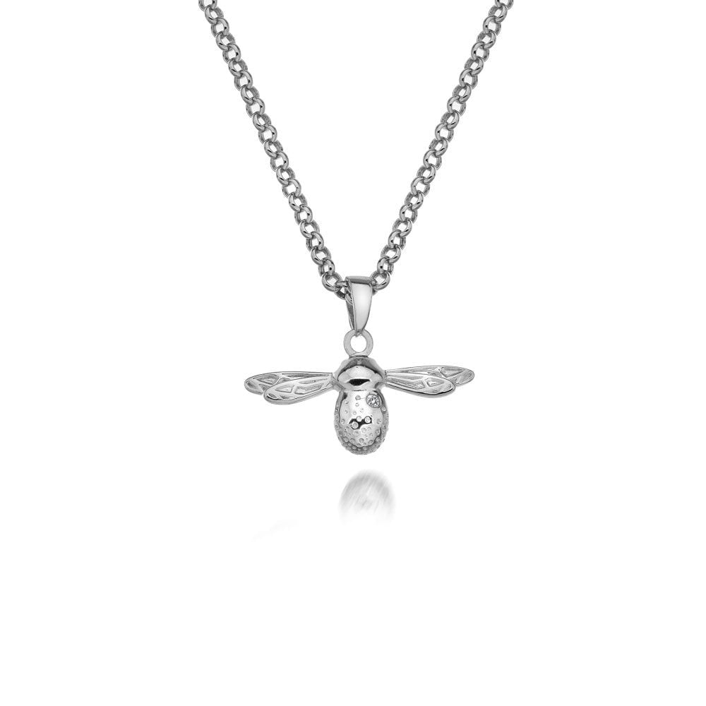 Ladies Sterling Silver Diamond Set Natural Bee Pendant DP565