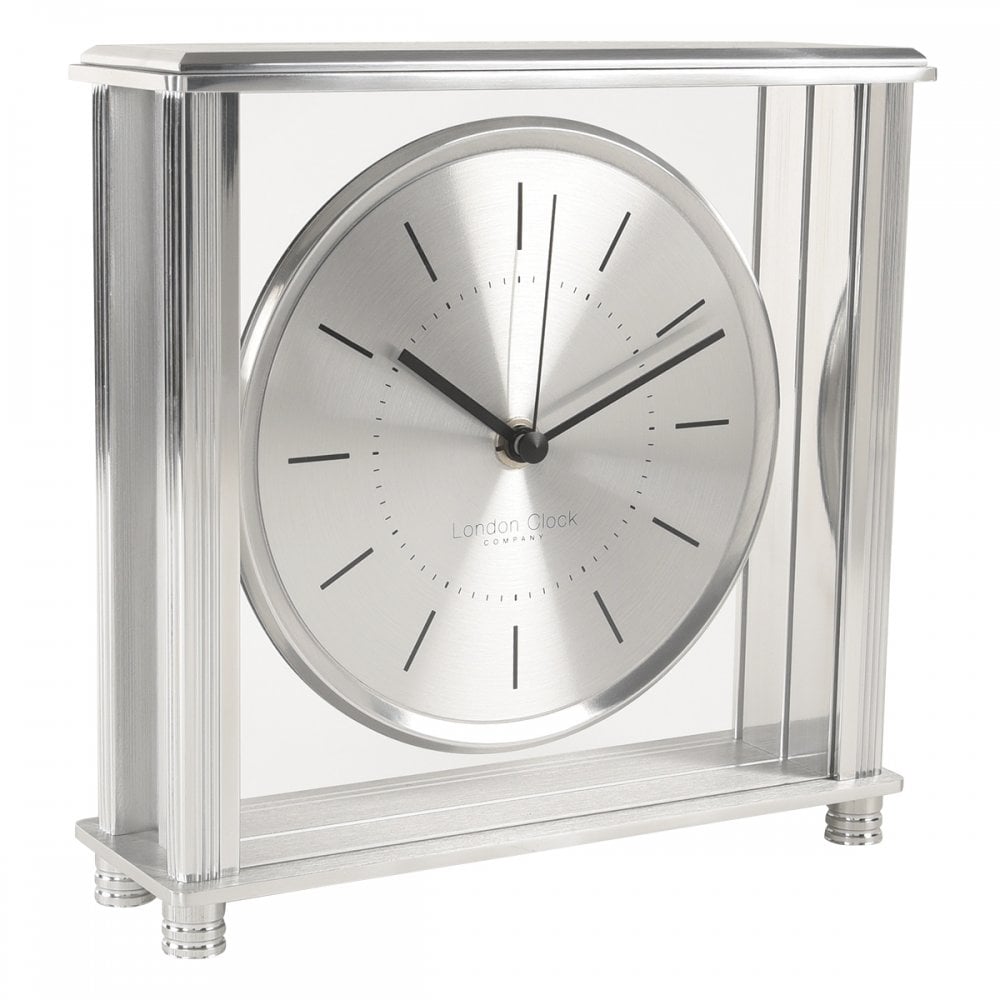Silver Finish Quartz Battery Carriage Mantel Clock 03212