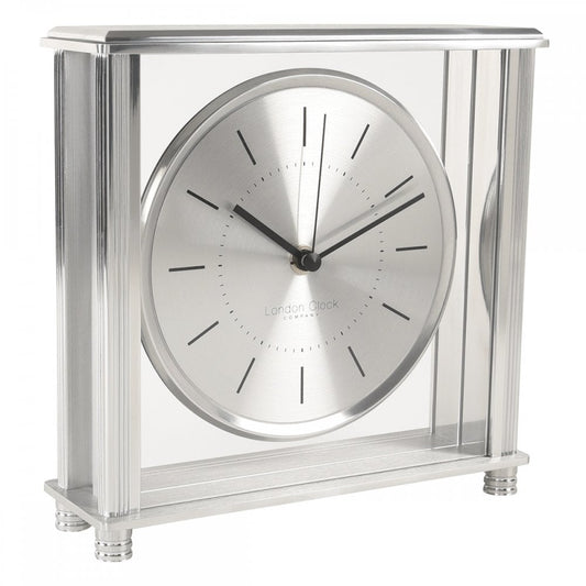 Silver Finish Quartz Battery Carriage Mantel Clock 03212
