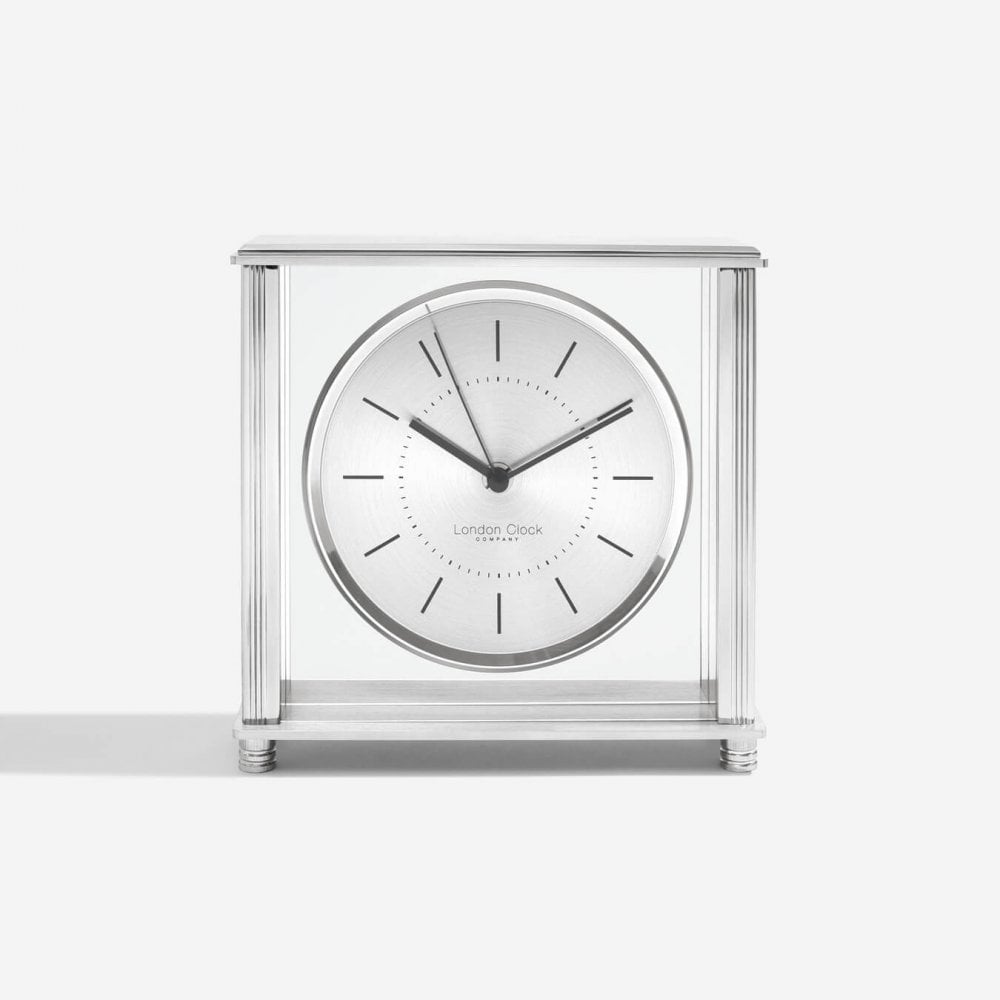 Silver Finish Quartz Battery Carriage Mantel Clock 03212