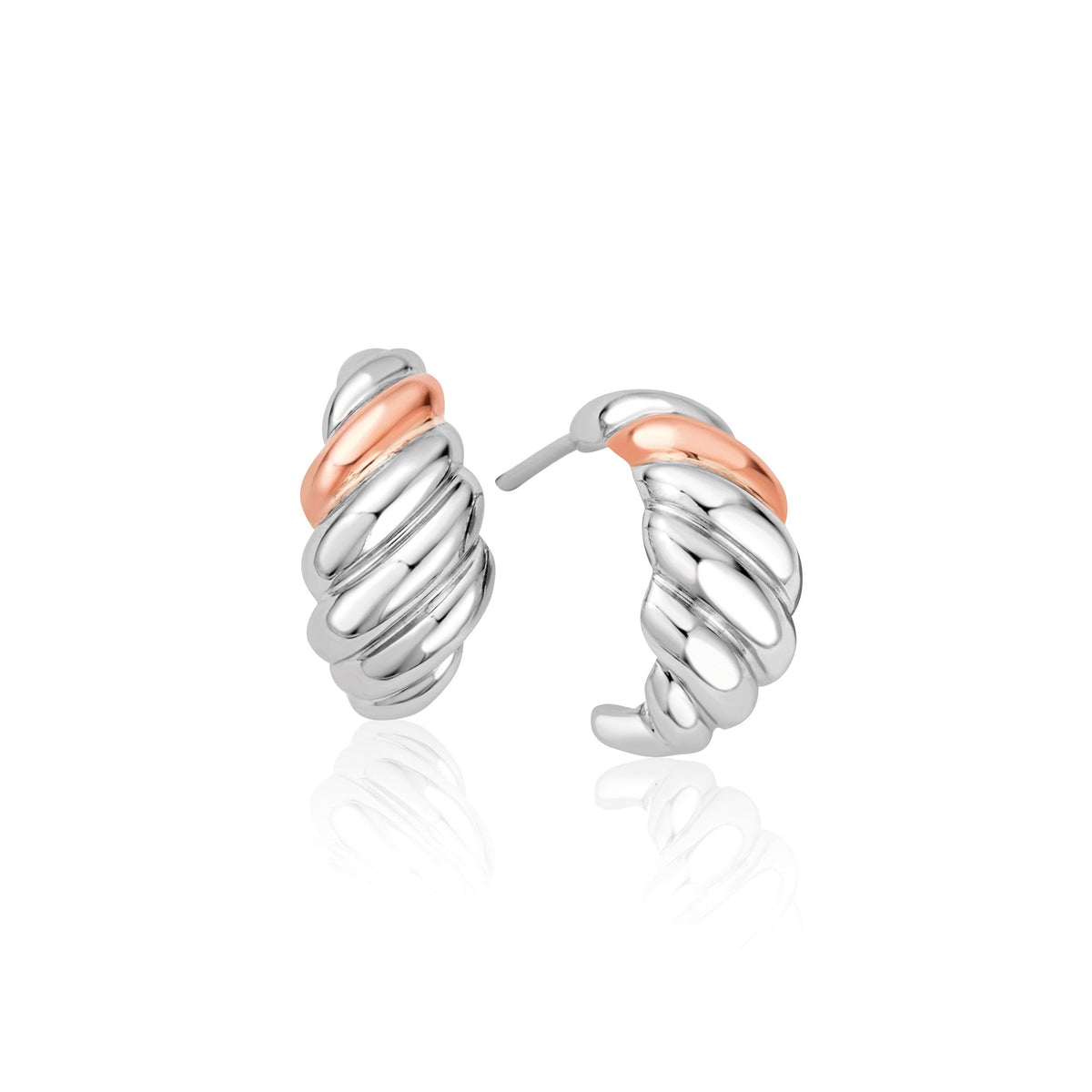 Ladies Silver & Welsh Gold Lover's Twist Earrings 3SLTW0614