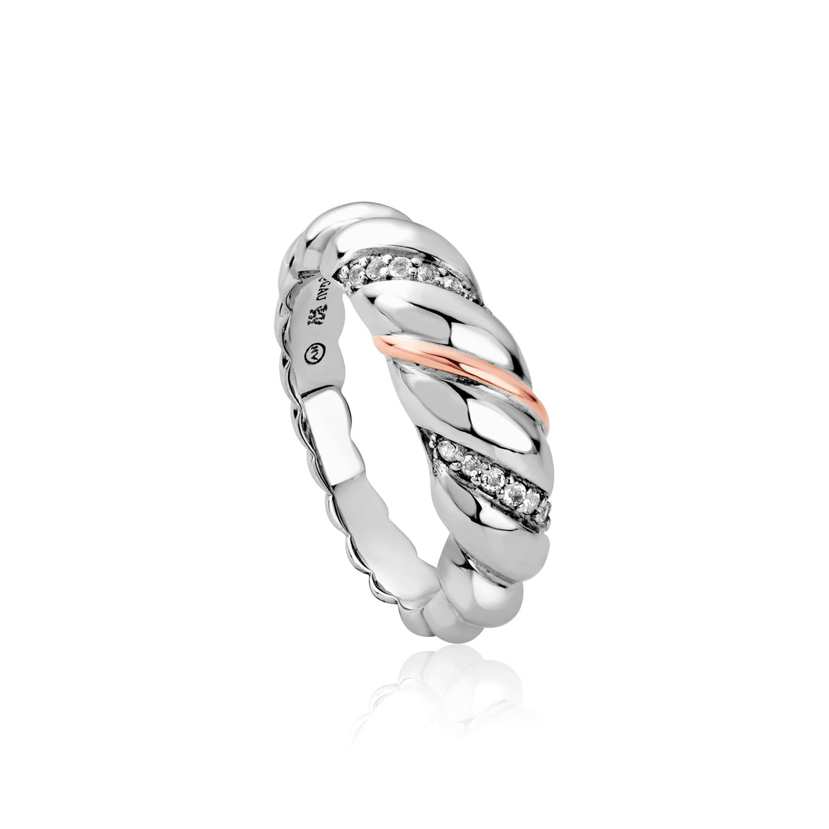 Ladies Silver & Welsh Gold Lover's Twist Ring 3SLTW0615