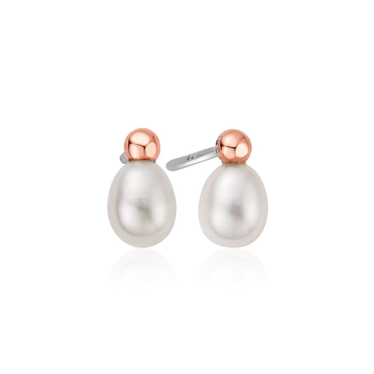 Ladies Silver & Welsh Gold Beachcomber Pearl Earrings 3SBCH0632