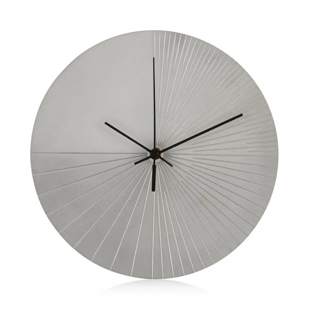 Pewter Round Quartz Battery Wall Clock Vapour 0140002