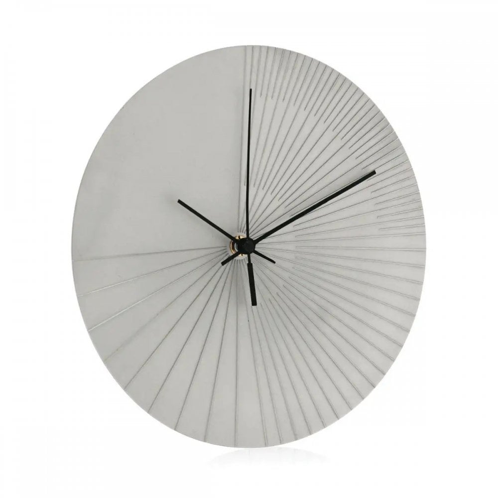 Pewter Round Quartz Battery Wall Clock Vapour 0140002