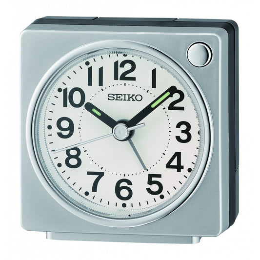 Bedside Quartz Alarm Clock with Clear Face & Light QHE196S