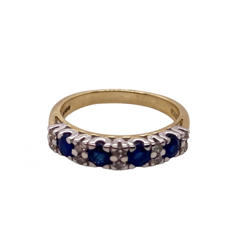 9ct Gold Sapphire and Diamond Half Eternity Ring