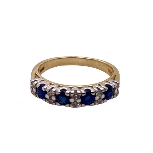 9ct Gold Sapphire and Diamond Half Eternity Ring