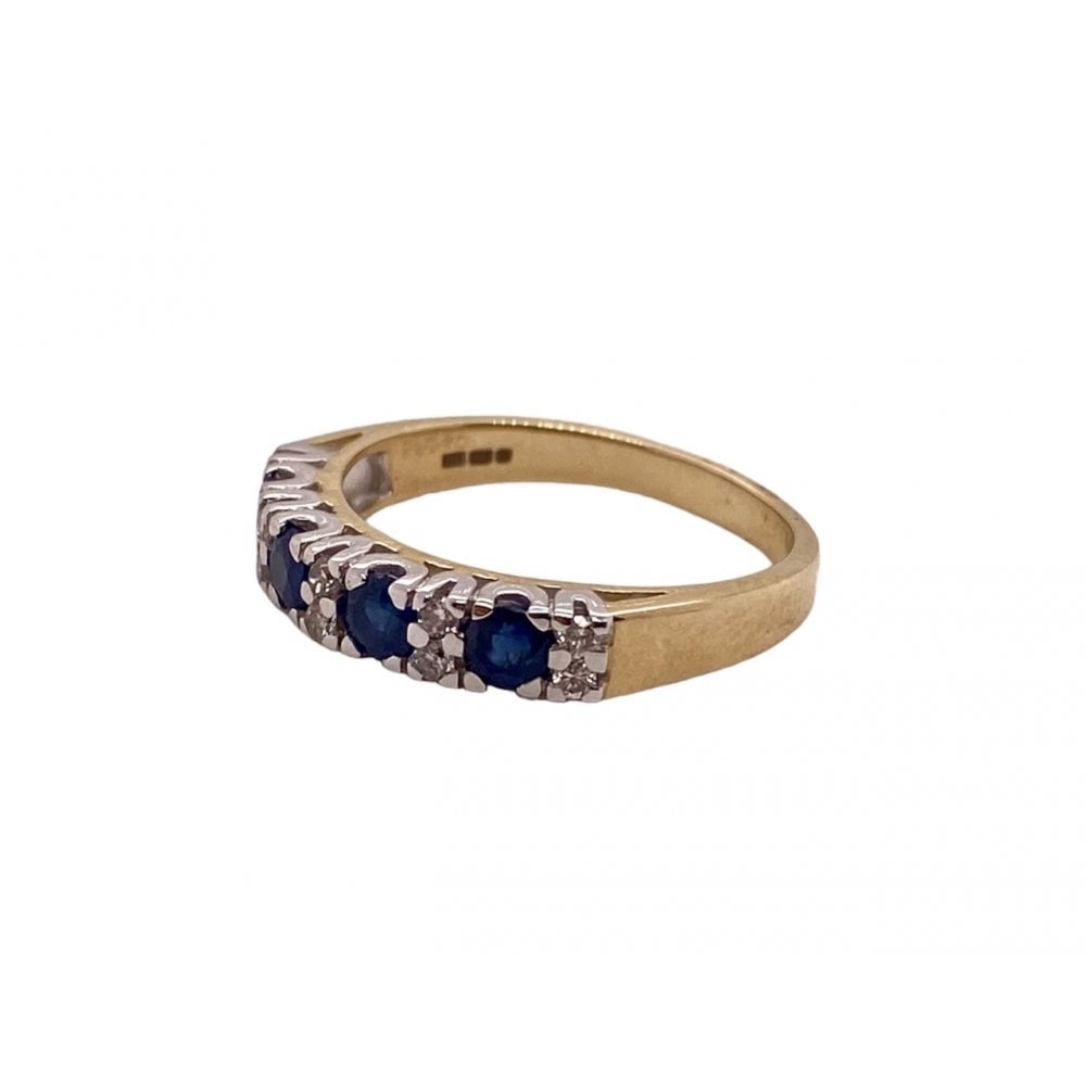 9ct Gold Sapphire and Diamond Half Eternity Ring