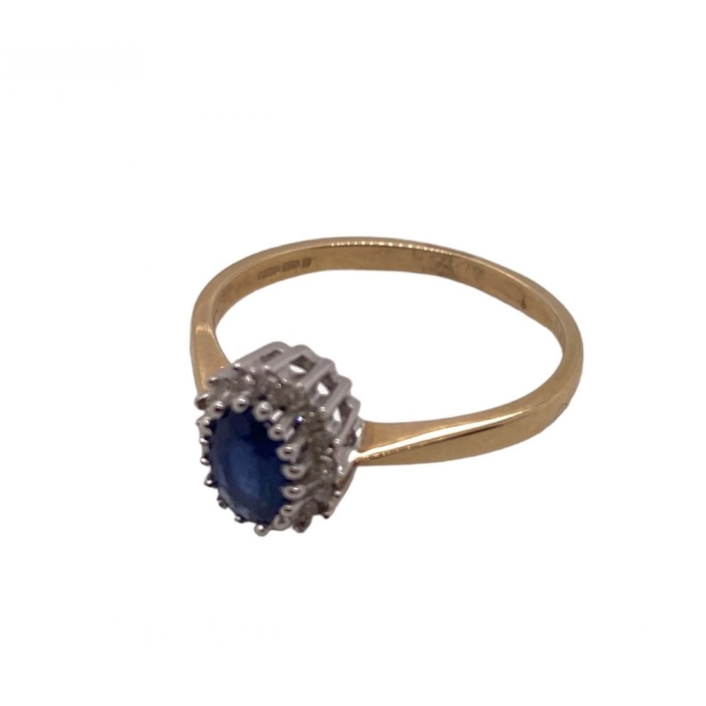 9ct Gold Ladies Diamond and Sapphire Cluster Engagement Ring