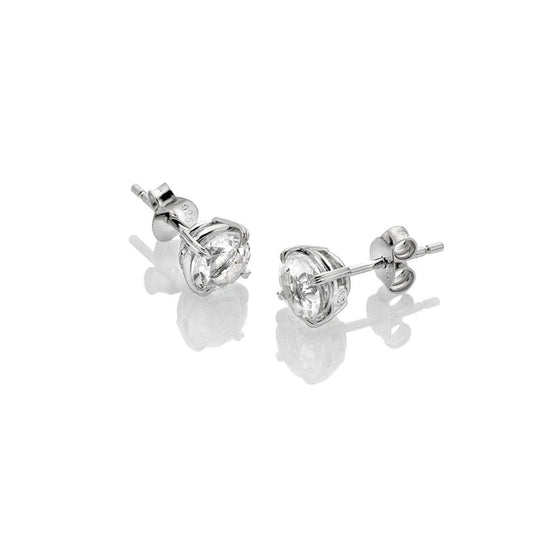 Ladies Sterling Silver White Topaz Solitaire Stud Earrings DE728