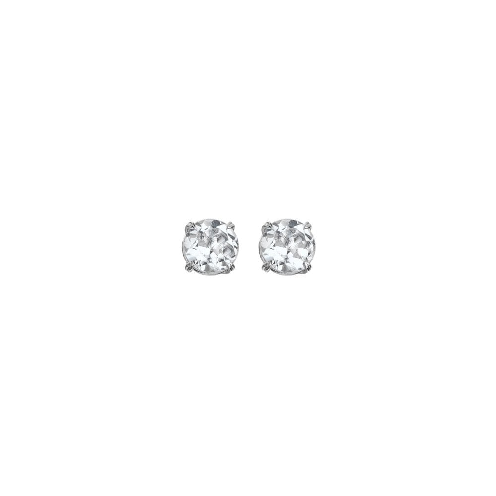 Ladies Sterling Silver White Topaz Solitaire Stud Earrings DE728