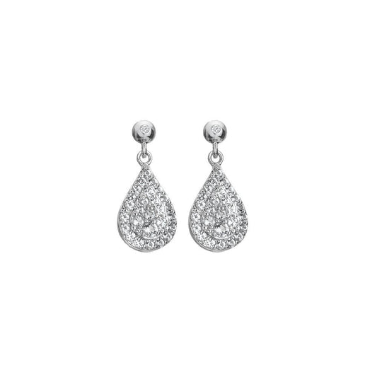 Ladies Sterling Silver Glimmer White Topaz Drop Earrings DE735