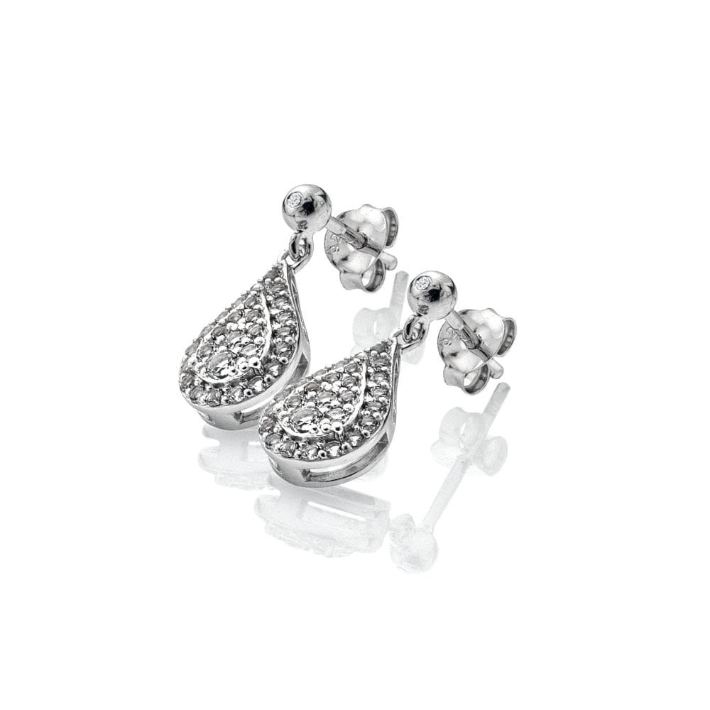 Ladies Sterling Silver Glimmer White Topaz Drop Earrings DE735