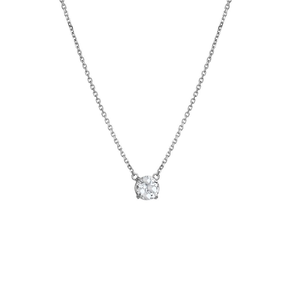 Ladies Sterling Silver White Topaz Solitaire Necklace DN167