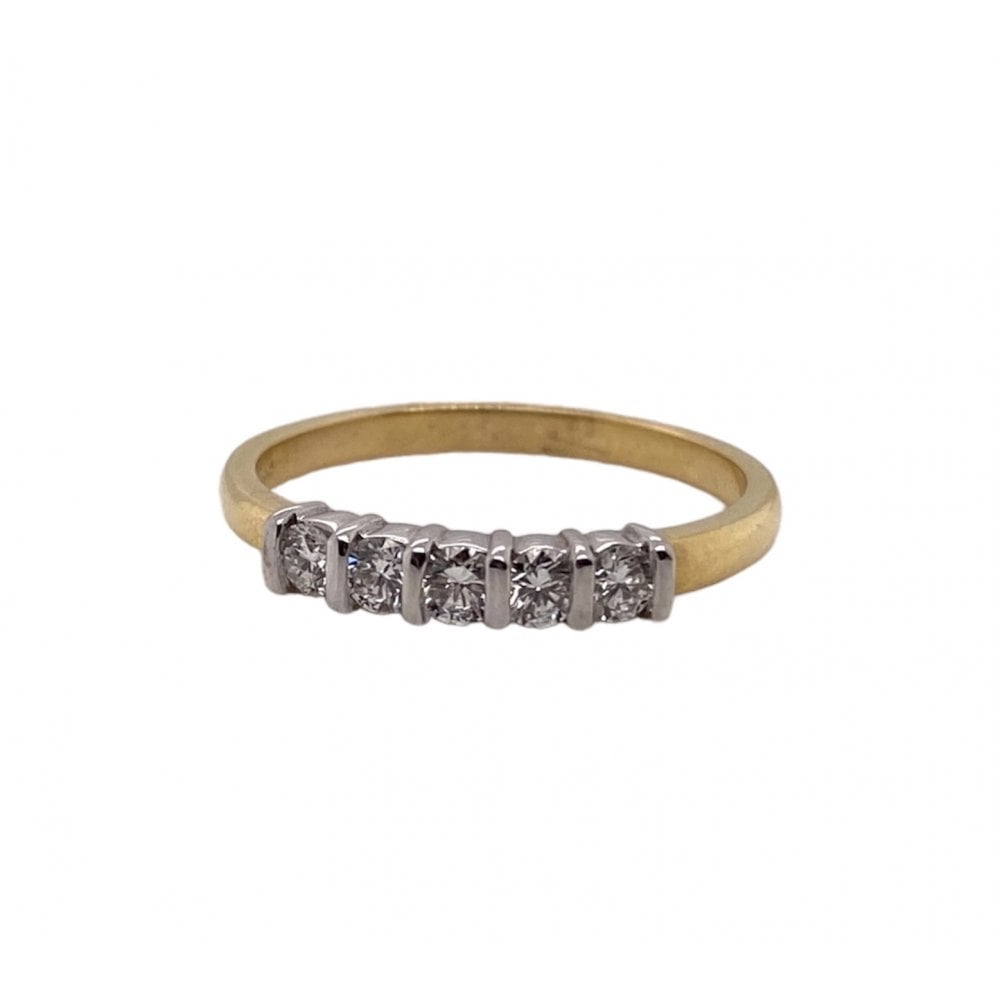 18ct Gold Diamond Half Eternity Ring Bar Set