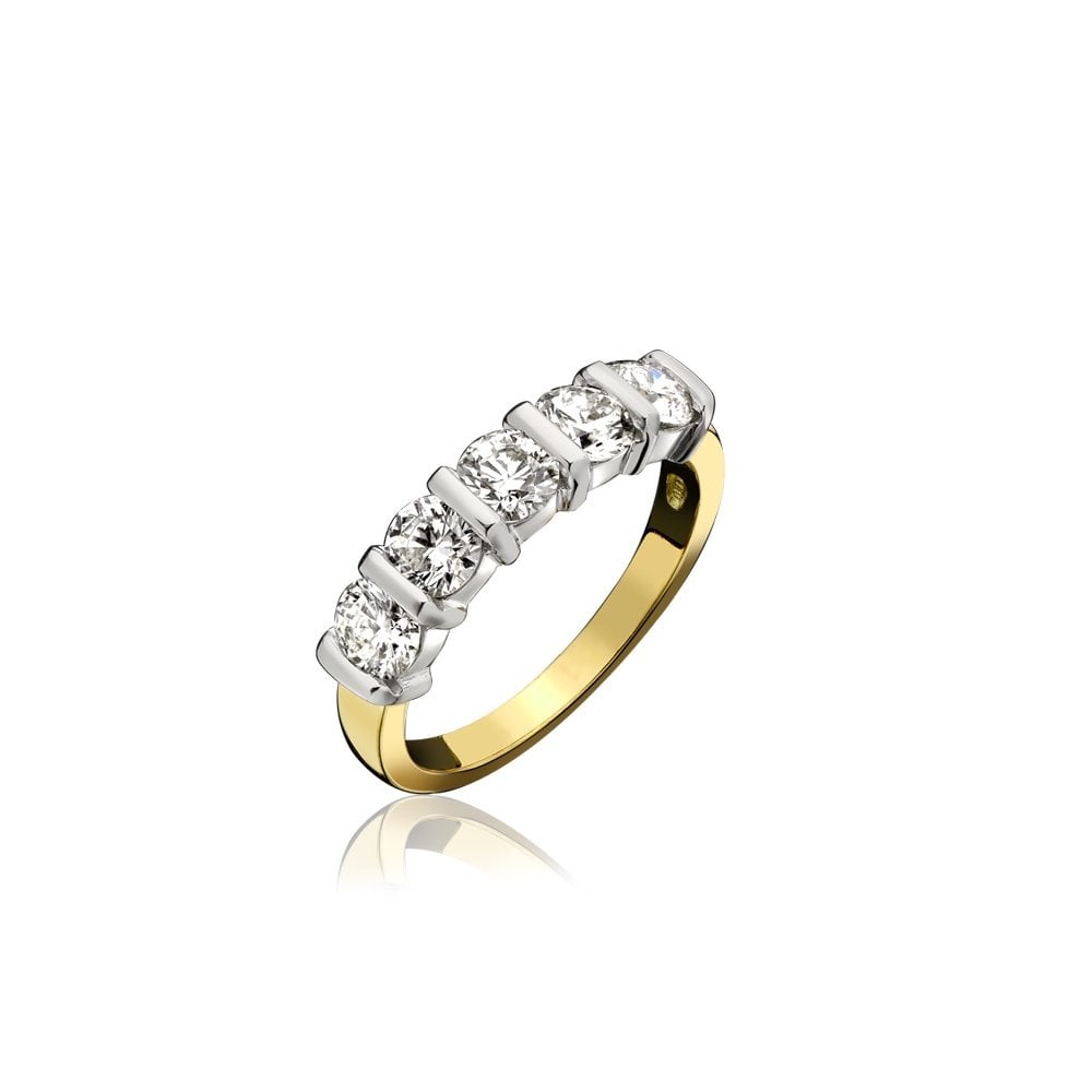 18ct Gold Diamond Half Eternity Ring Bar Set