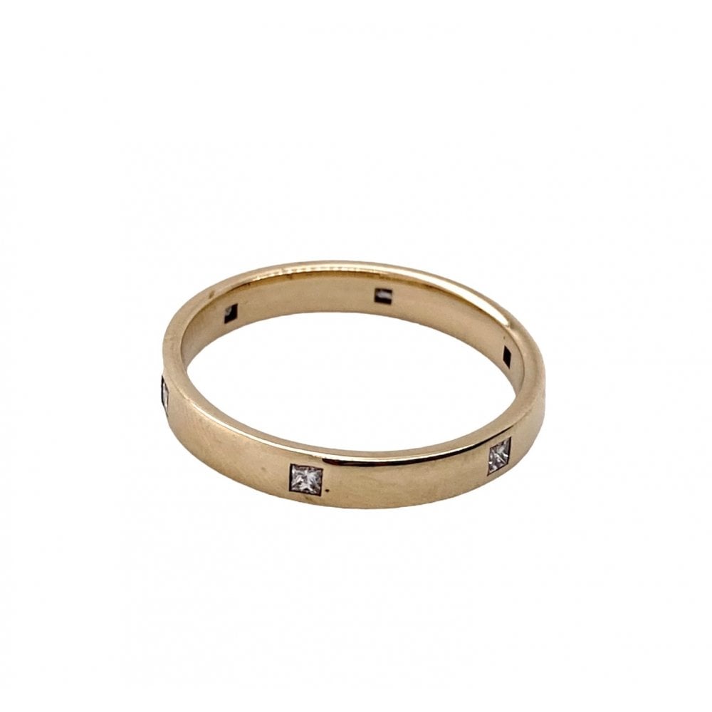 9ct Yellow Gold Ladies Diamond Set Wedding Ring