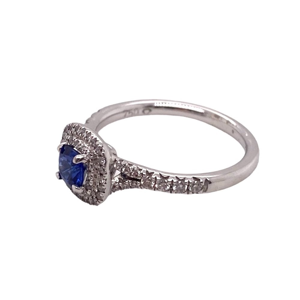 18ct White Gold Diamond & Sapphire Cluster Ring