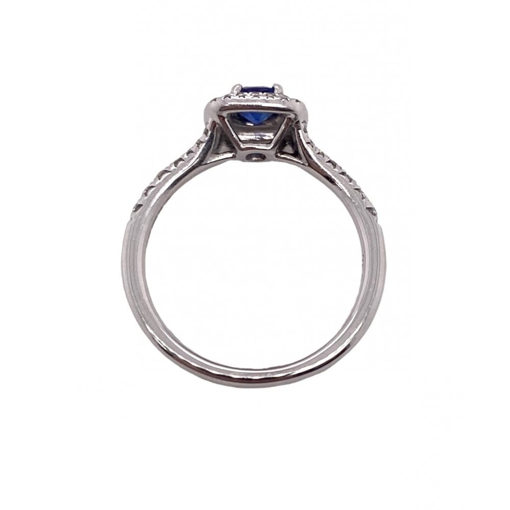 18ct White Gold Diamond & Sapphire Cluster Ring
