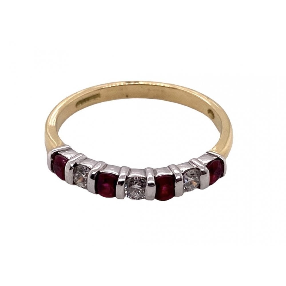 18ct Gold Ladies Ruby & Diamond Half Eternity Ring