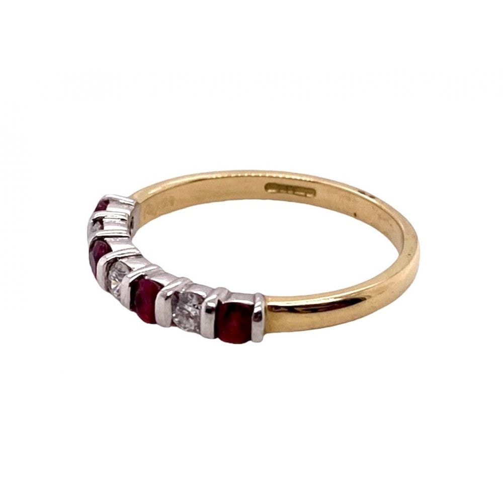 18ct Gold Ladies Ruby & Diamond Half Eternity Ring