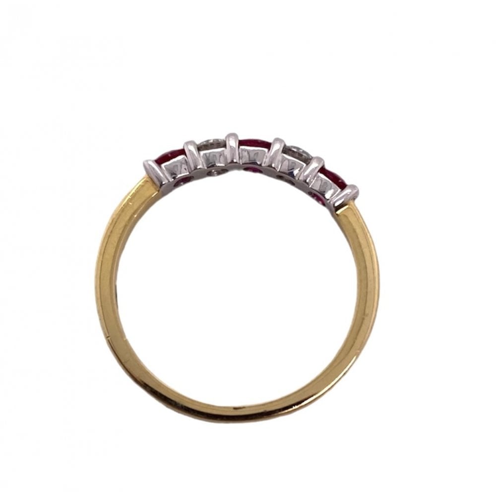 18ct Yellow Gold Diamond & Ruby Five Stone Eternity Ring