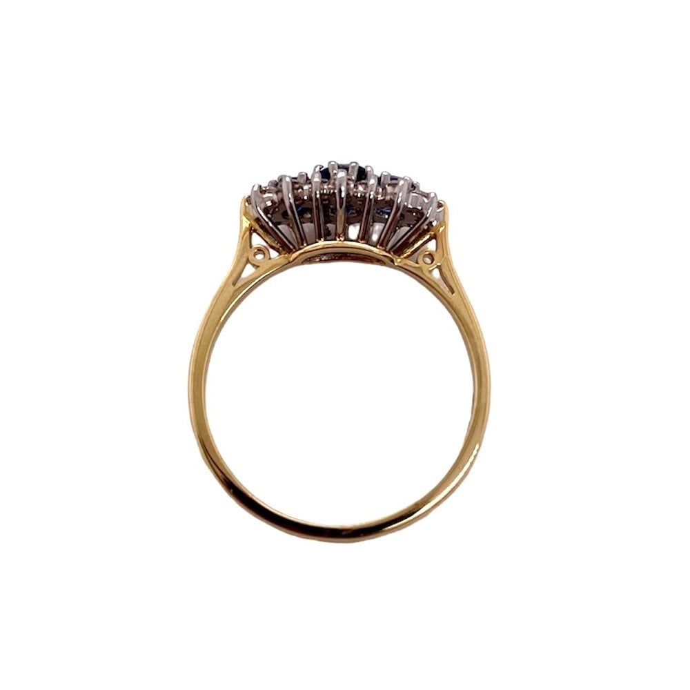 18ct Gold Sapphire and Diamond Ladies Cluster Engagement Ring