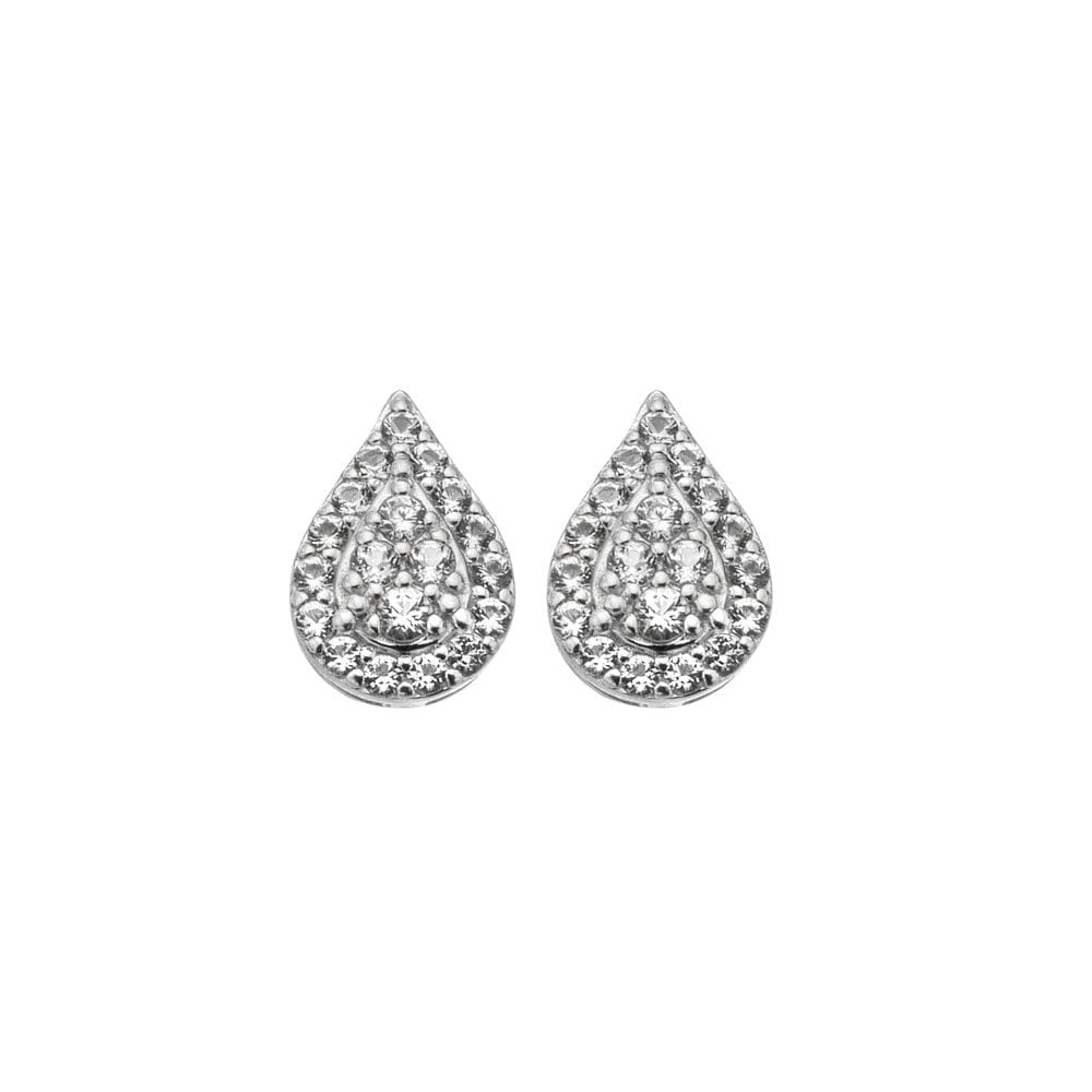 Ladies Silver Glimmer White Topaz & Diamond Stud Earrings DE736