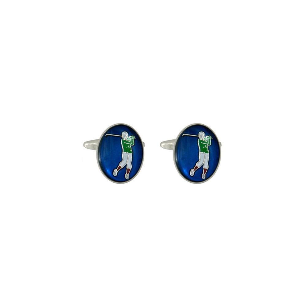 Golfer Oval Enamel Gents Cufflinks 90-2310