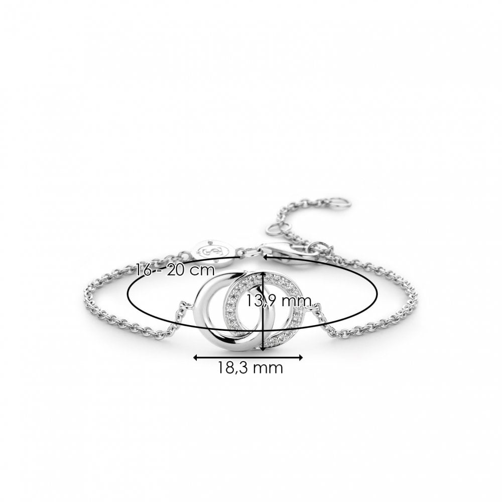 Ti Sento Sterling Silver CZ Double Circle Bracelet 2790ZI
