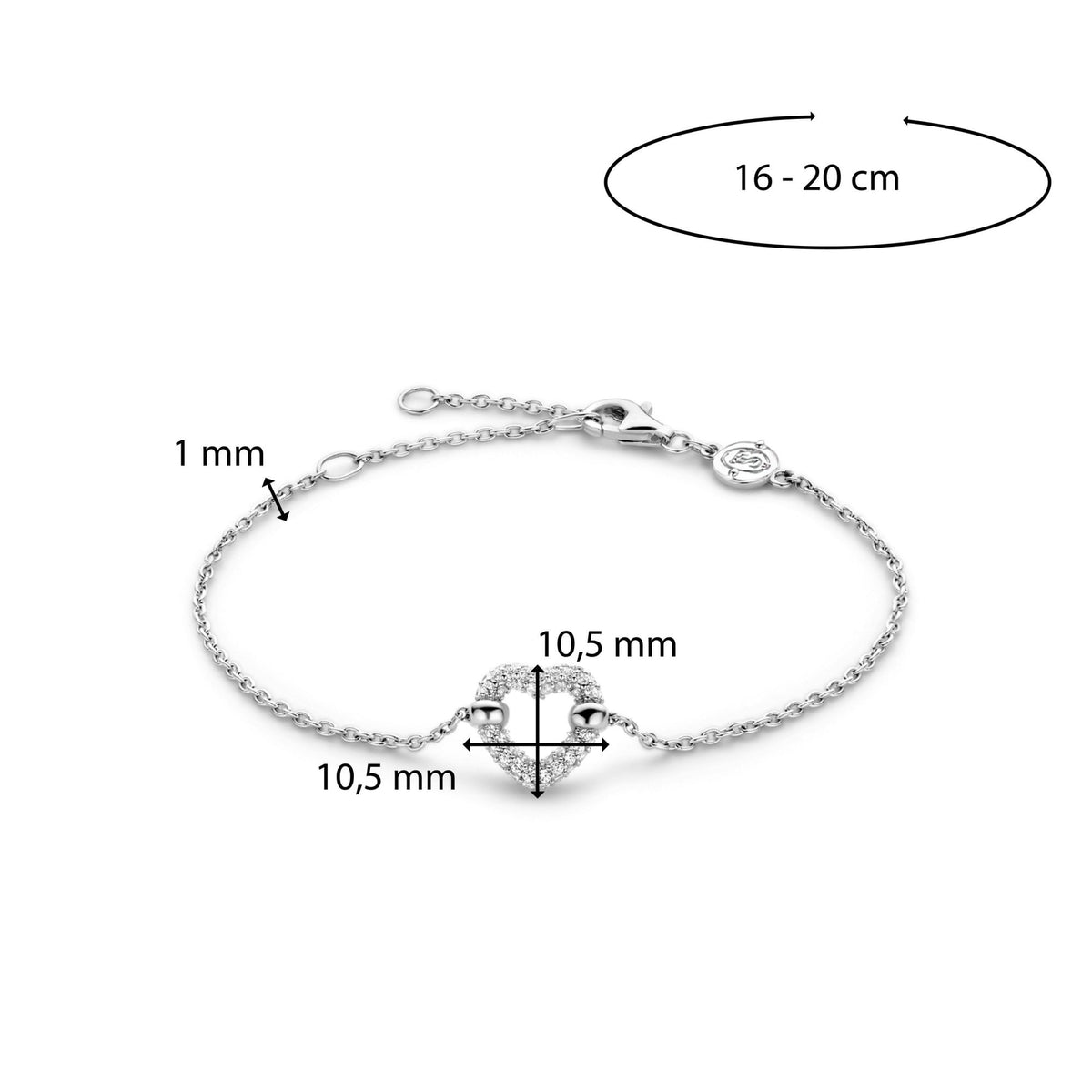 Ti Sento Sterling Silver Cubic Zirconia Heart Bracelet 23017ZI