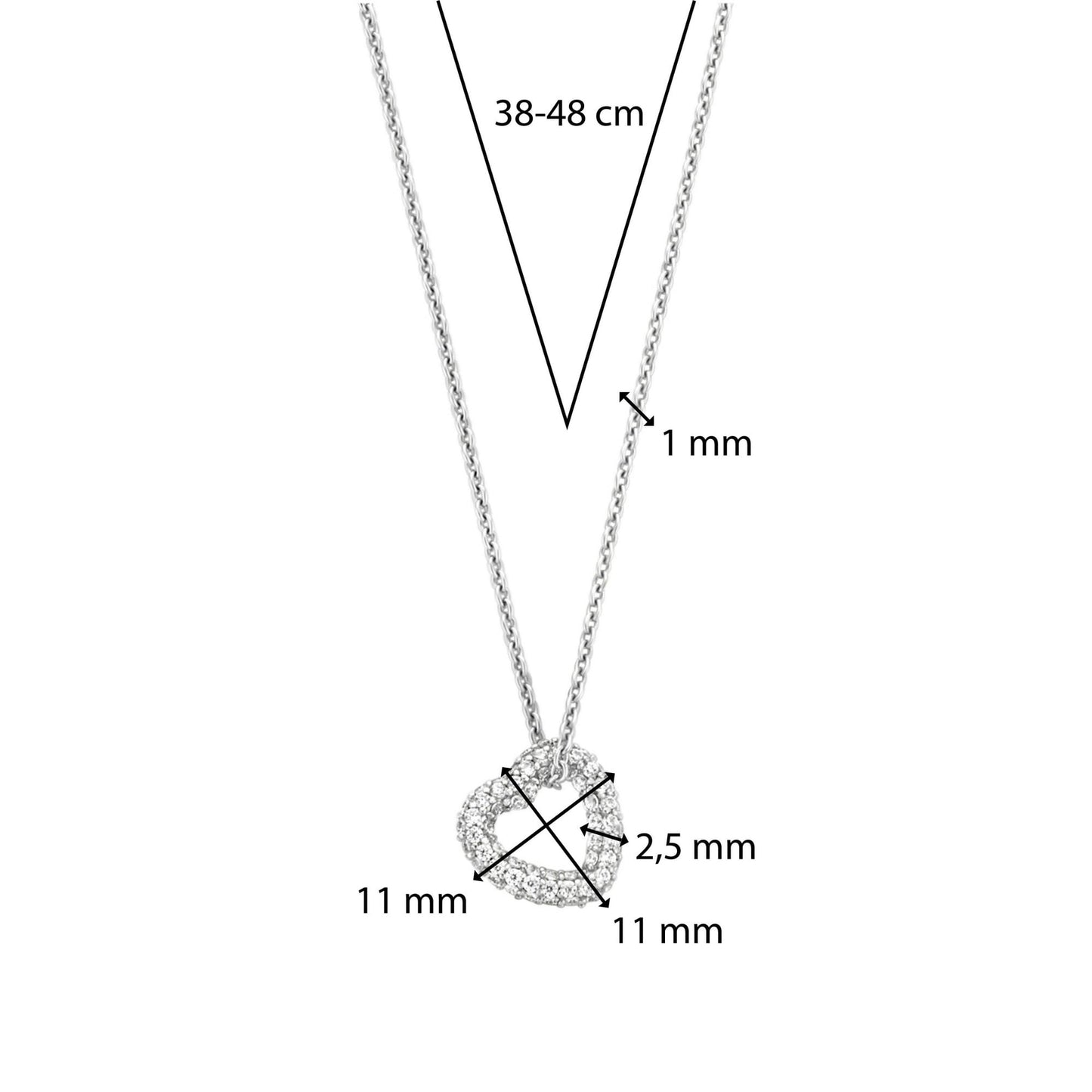 Ti Sento Sterling Silver CZ Heart Pendant 34022ZI