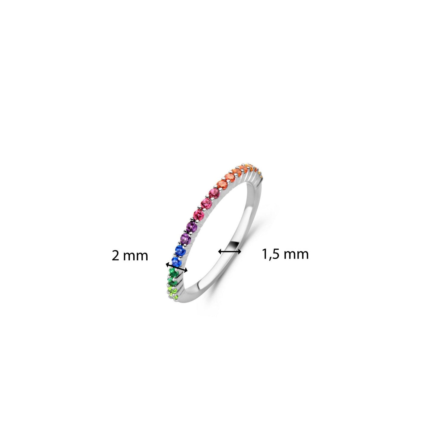 Ti Sento Sterling Silver CZ Raindow Ring 12268MC